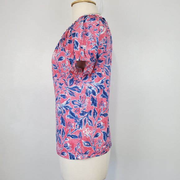 Chaps Pink Blue Cotton Casual Summer Knit Top Size MP - Picture 4 of 11